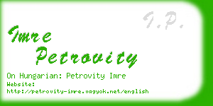 imre petrovity business card